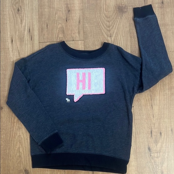 Abercrombie Kids Flip Sequin ‘HI’ and ‘BYE’ Sweatshirt - Picture 1 of 5